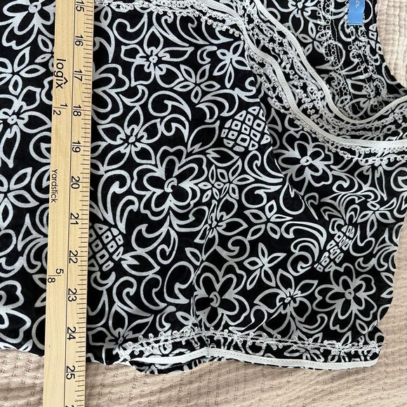 blue ginger Swim Cover Up Women XL Black Tunic V-Neck Lace Pineapple Hawaiian - Picture 11 of 12